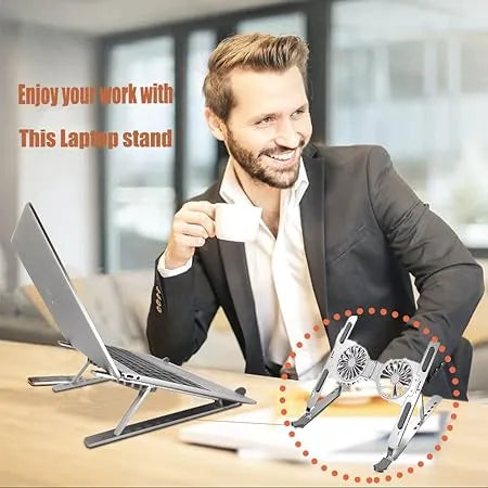Dual Fan Laptop Cooling Stand – Adjustable Aluminum Laptop Stand with Cooling Fans