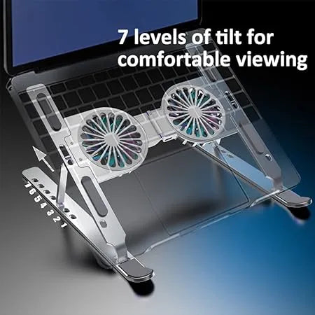 Dual Fan Laptop Cooling Stand – Adjustable Aluminum Laptop Stand with Cooling Fans