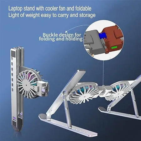Dual Fan Laptop Cooling Stand – Adjustable Aluminum Laptop Stand with Cooling Fans