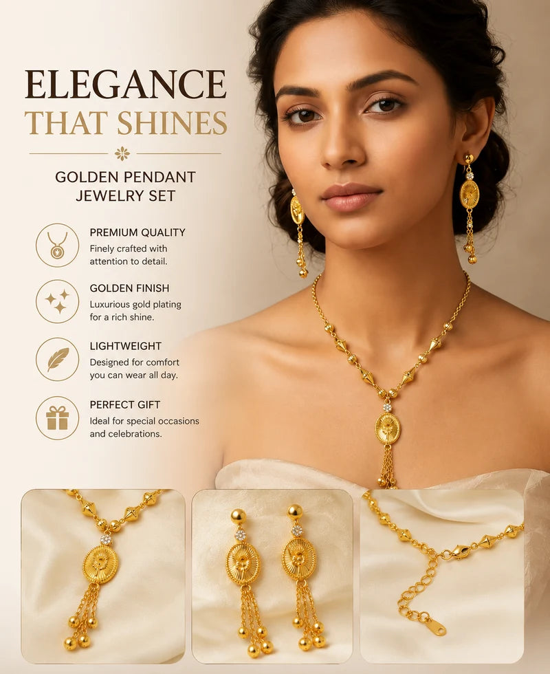Elegant Pendant Oval Necklace Set
