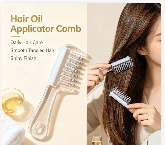 Hair Oil Applicator Comb – Scalp Massager & Liquid Dispenser
