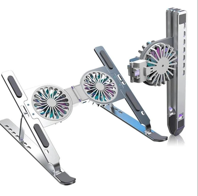 Dual Fan Laptop Cooling Stand – Adjustable Aluminum Laptop Stand with Cooling Fans