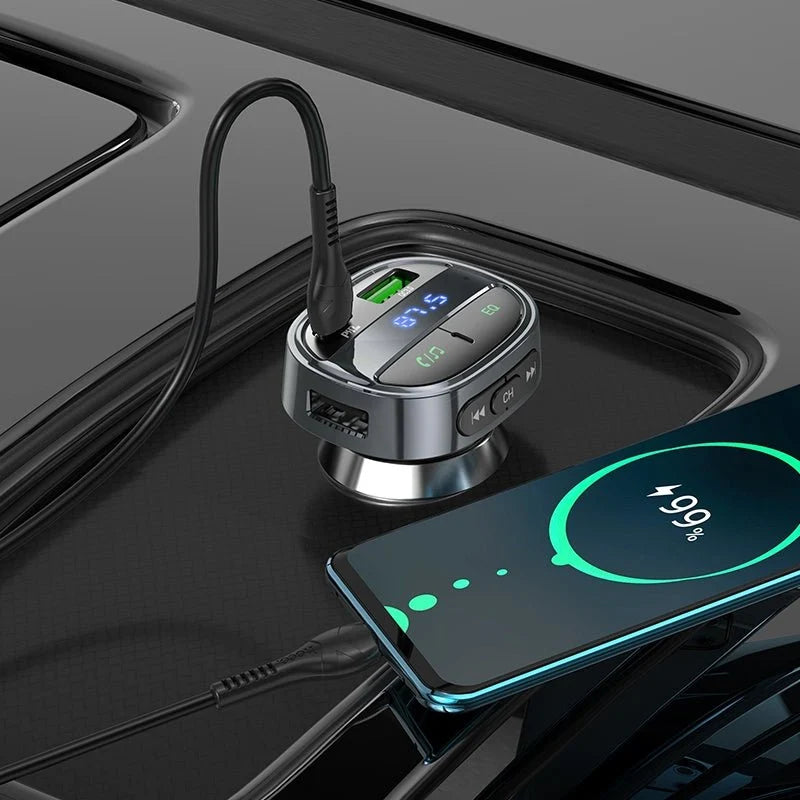 HOCO E70 Car FM Transmitter – Wireless FM Audio Adapter with Digital Display