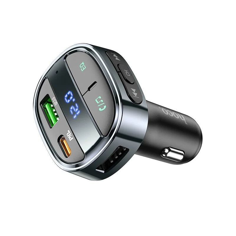 HOCO E70 Car FM Transmitter – Wireless FM Audio Adapter with Digital Display