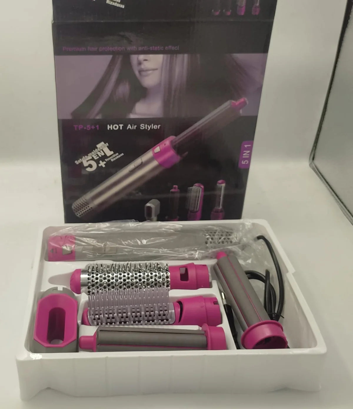 5-in-1 Hot Air Styler & Curling Brush – Hair Dryer, Volumizer & Styling Tool