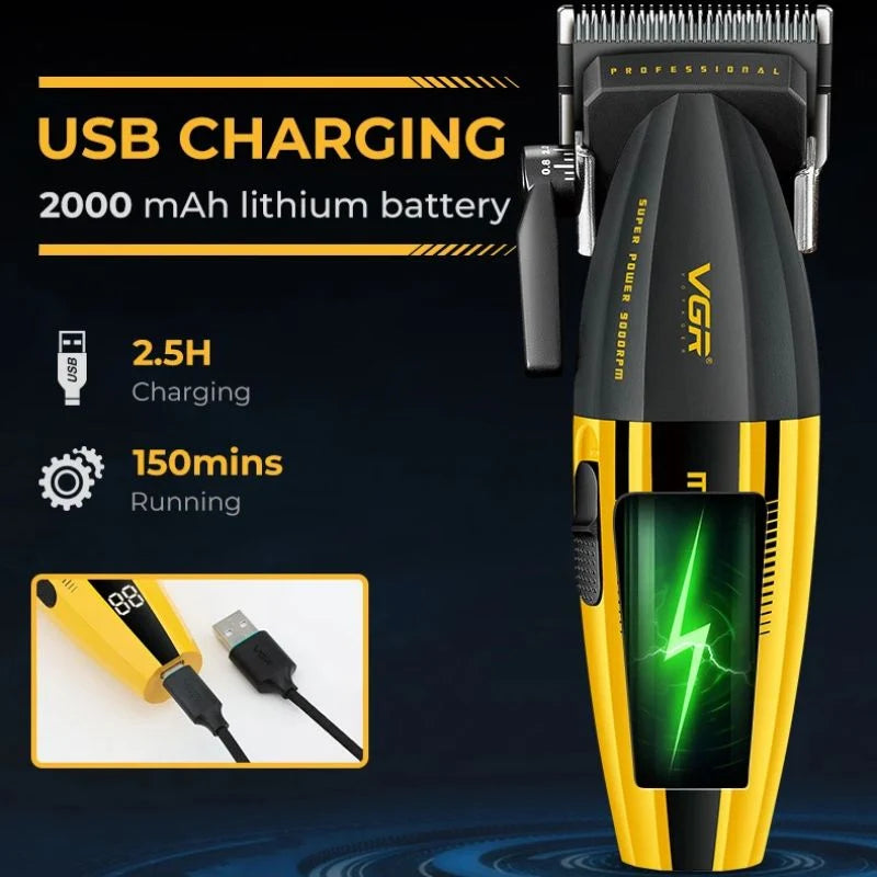 VGR V-285 Muscular Hair Clipper – 9000 RPM Rechargeable Trimme