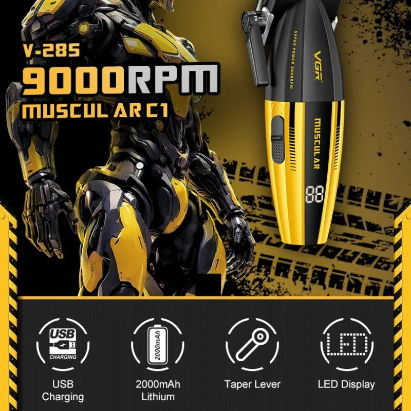 VGR V-285 Muscular Hair Clipper – 9000 RPM Rechargeable Trimme